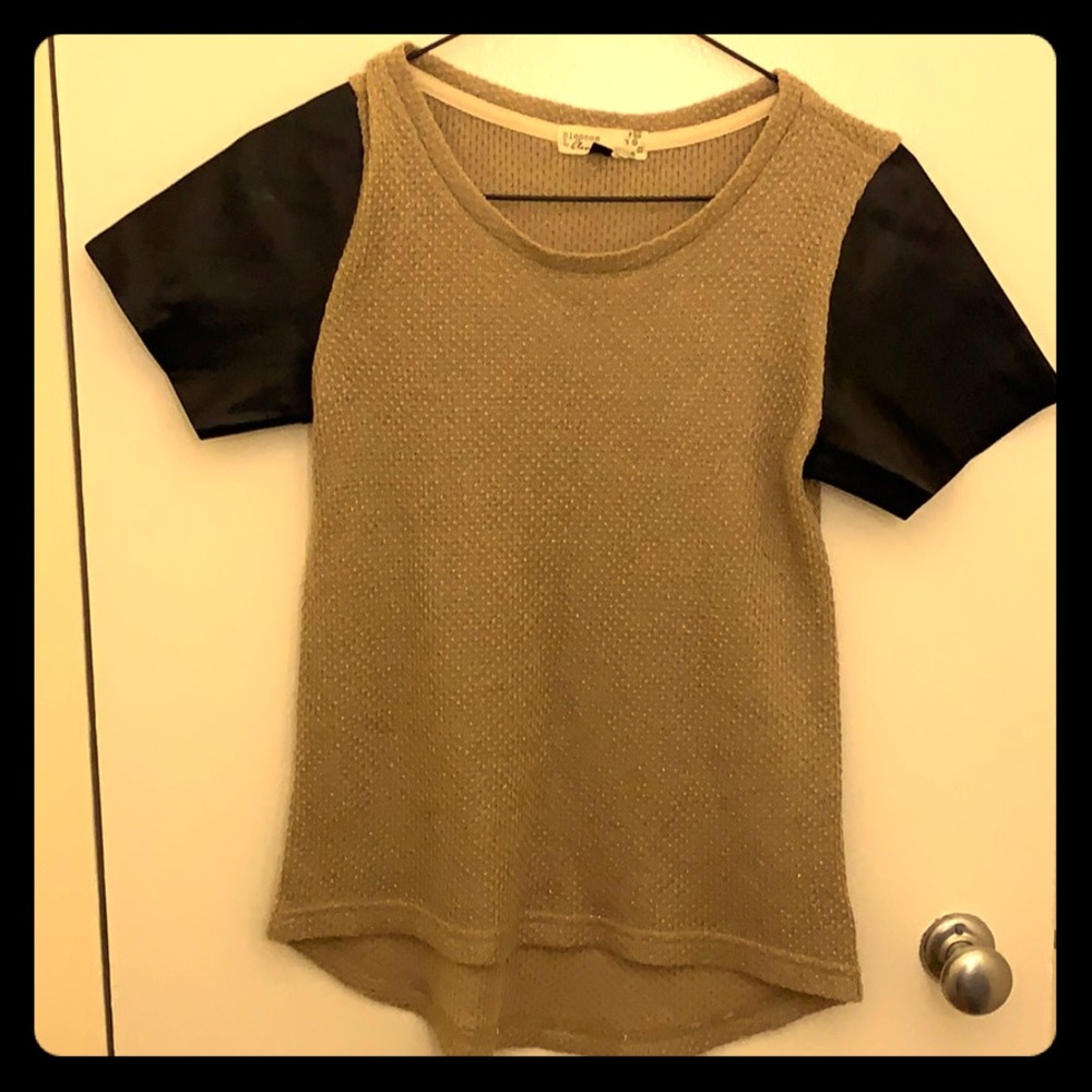 Mixed fabric blouse